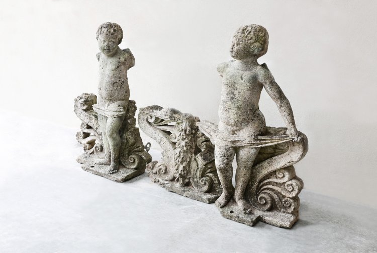 alte bildset von französischer kalkstein