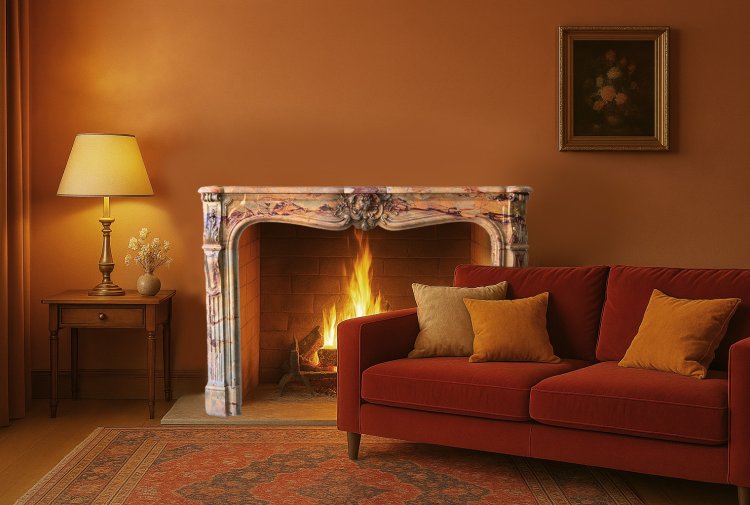 impression antiker  marmor kamin